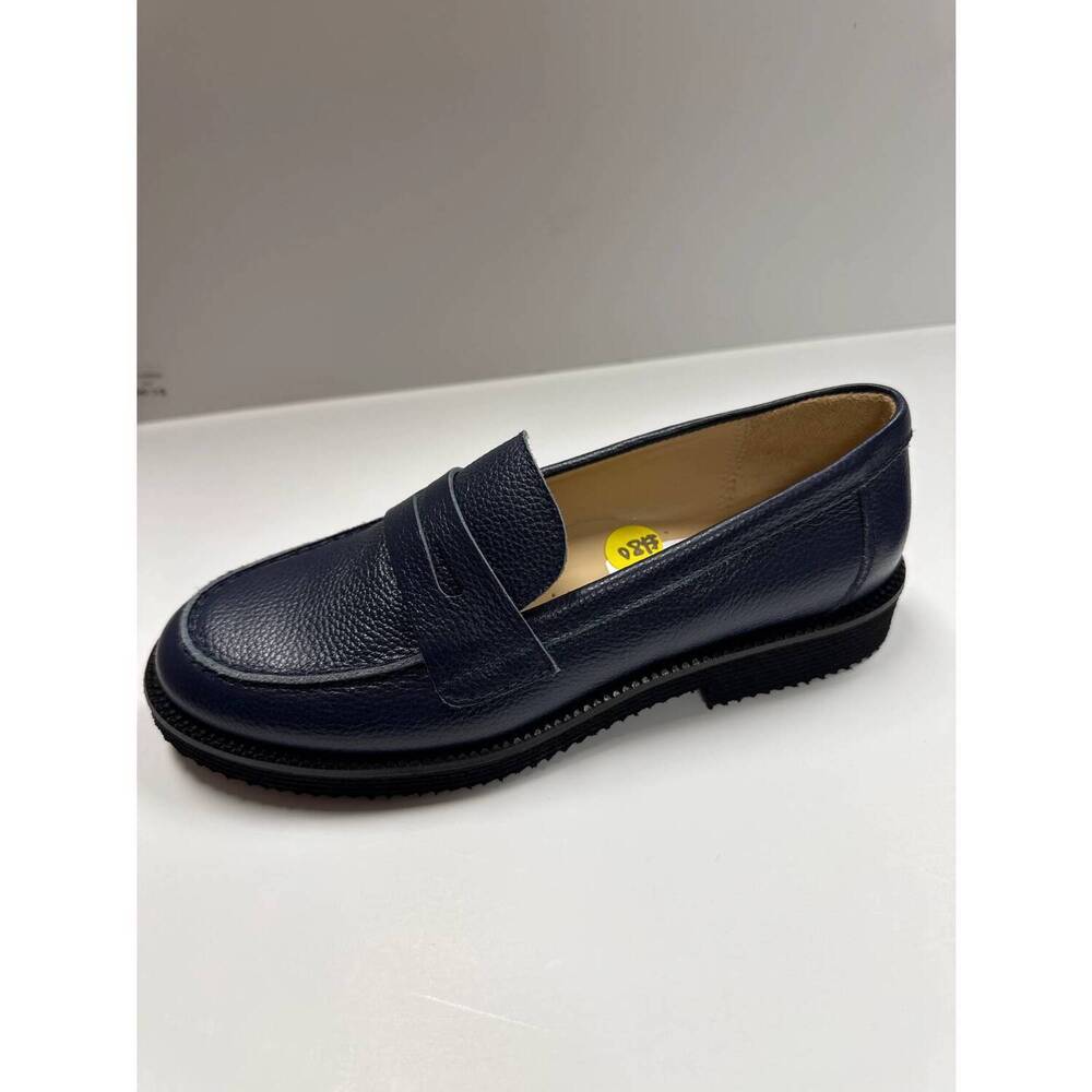 NEW BEBERLIS women's thick sole penny loafers in willer navy